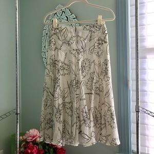 DKNY Floral Flared Midi Skirt
